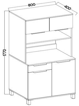 meble kuchenne MONZA bufet 80+120 szafka kawiarka czarny orzech okapi
