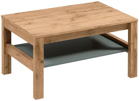 meble INDYGO ST ława stolik kawowy z półką do salonu dąb wotan zieleń
