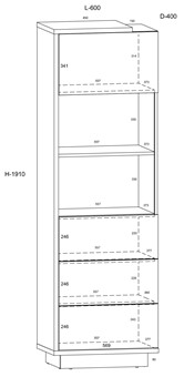 meble BRITA 27 wysoka witryna do salonu dąb grange biały połysk