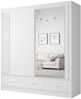 CA21-20 szafa przesuwna z szufladami lustrem lamelami do sypialni biała UBP