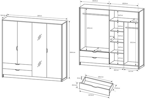 Meble DENAR #8 industrialna sypialnia łóżko 160 szafa szafka nocna loft