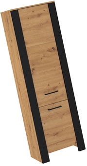 meble DELIS 01 wąski regał zamknięty z półkami bieliźniarka dąb artisan cza