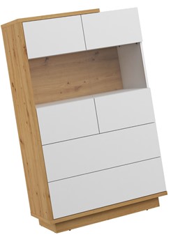 meble BRITA 28 niska witryna z szufladami do salonu dąb artisan biały poł