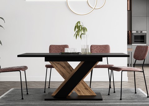 TX1 nowoczesny stół rozkładany do salonu kuchni jadalni 120/160x80 czarny w