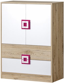 meble NICO 09 komoda z szufladami drzwiami młodzieżowa dąb jasny róż