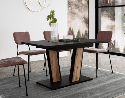 MU1 nowoczesny stół rozkładany do salonu kuchni jadalni 120/160x80 czarny w