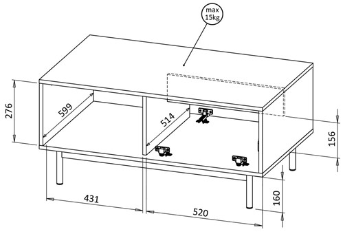 meble TILA 05 ława nowoczesny stolik kawowy do salonu dąb olejowany cashmer