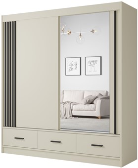 CA34-20 szafa przesuwna z szufladami lustrem lamelami cashmere kaszmir ucS