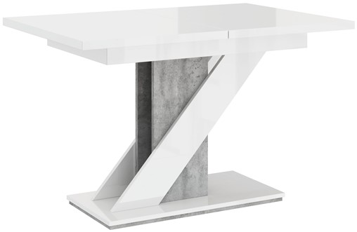 MEVA nowoczesny stół rozkładany do salonu jadalni 120x80 biały połysk beton