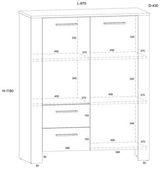 meble DELIS 08 regał z drzwiami szufladami do salonu dąb cremona