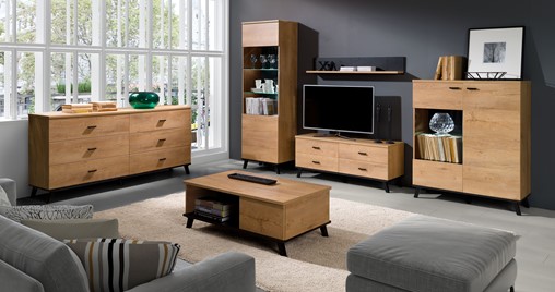 meble JOHN 2 #4 komoda witryna szafka RTV półka wisząca stolik kawowy lefka