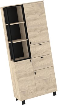 meble GAVES 10 szafka wysoki regał z szufladami drzwiami dąb endgrai czarny