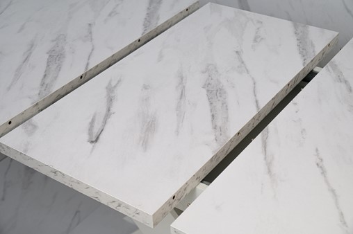 DUBAI nowoczesny stół rozkładany do salonu jadalni 120x80 biały marmur bia.