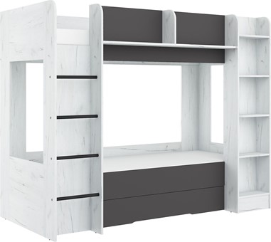 Łóżko piętrowe dziecięce młodzieżowe 2 osobowe 80x200 EVEST craft biały gra