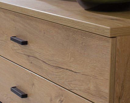 meble JOHN 2 02P nowoczesna witryna do salonu na nóżkach dąb lefkas