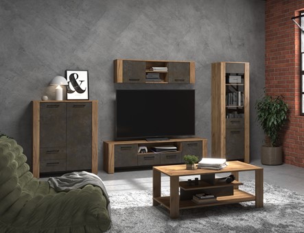 meble DELIS #2 regał szafka RTV wytryna półka stolik kawowy craft złoty gmi