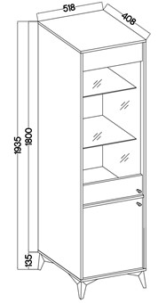 meble TOKYO 101 wąska witryna do salonu na nóżkach czarny grafit N1