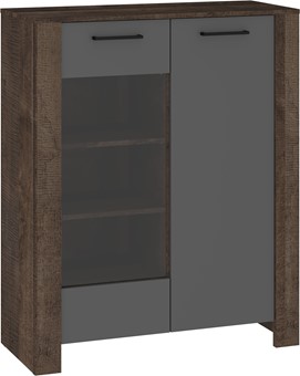 meble DELIS 14 niska witryna do salonu dąb grange grafit