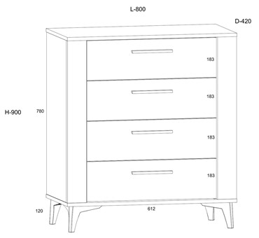 meble MIGES 05 komoda z szufladami do salonu sypialni dąb sonoma biały poły
