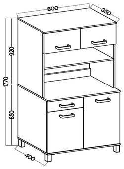 meble kuchenne LINDA bufet 80 szafka kawiarka kredens antracyt beton smart