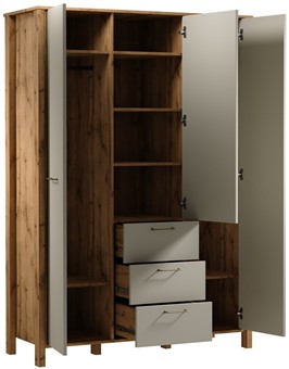 meble INDYGO S3D3S szafa trzydrzwiowa do przedpokoju sypialni wotan beż