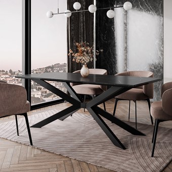 FLORA nowoczesny loftowy stół do salonu jadalni 190x90 marmur royal czarny