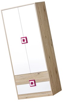 meble NICO 01 szafa dwudrzwiowa z szufladami młodzieżowa dąb biały róż