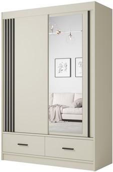 CA34-15 szafa przesuwna z szufladami lustrem lamelami cashmere kaszmir UCP