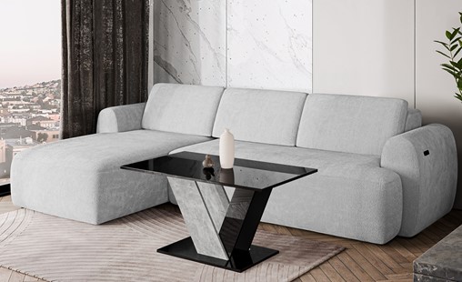 DU1 ława nowoczesny stolik kawowy 100x60 do salonu czarny połysk beton