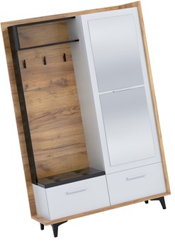 meble DOX 05 garderoba przedpokój z siedziskiem lustrem craft biały czarny