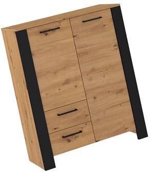 meble DELIS 08 regał z drzwiami szufladami do salonu dąb artisan czarny