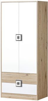 meble NICO 01 szafa dwudrzwiowa z szufladami młodzieżowa dąb biały popiel