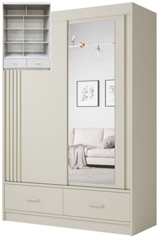 CA31-15 szafa przesuwna z szufladami lustrem lamelami cashmere kaszmir UKP