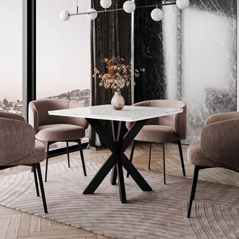 PARO nowoczesny loftowy stół kwadratowy do salonu jadalni biały marmur