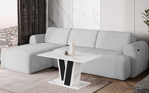 MU1 ława nowoczesny stolik kawowy 100x60 do salonu biały marmur czarny