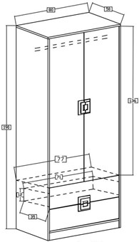 meble NICO 01 szafa dwudrzwiowa z szufladami młodzieżowa dąb biały róż
