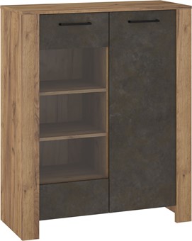 meble DELIS 14 niska witryna do salonu dąb craft złoty granada brąz