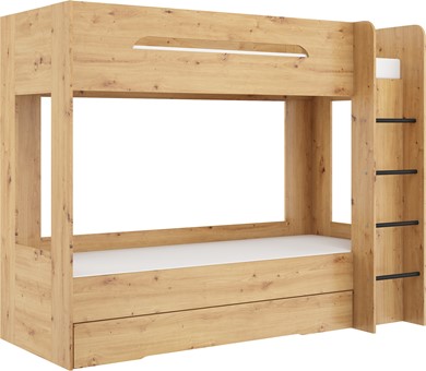 Łóżko piętrowe dziecięce młodzieżowe 2 osobowe 80x200 BLIN dąb artisan