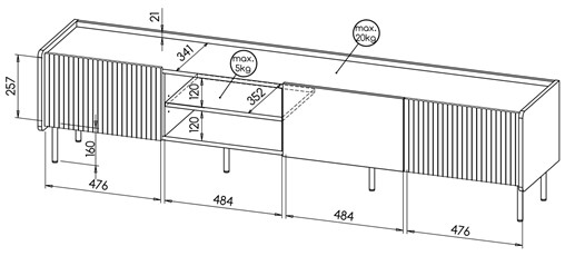 meble PRESTIGO 08 komoda szafka RTV 200 loft ryfle