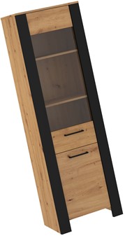 meble DELIS 15 wysoka wąska witryna do salonu dąb artisan czarny