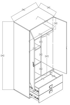 meble INDEX 01 szafa dwudrzwiowa 80 młodzieżowa z szufladami dąb artisan