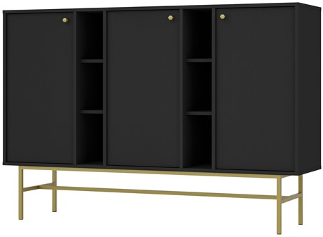meble TOKYO 823 szeroka komoda do salonu na nóżkach czarny grafit N3