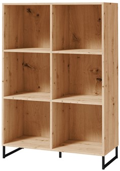 meble DARCO 10 niski regał na książki z półkami otwarty dąb artisan czarny