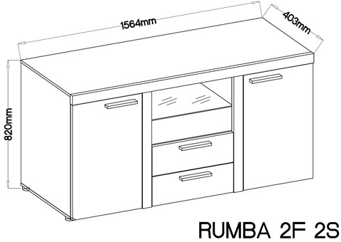 RUMBA komoda 2F2S dąb lefkas / grafit