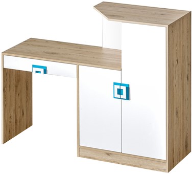 meble NICO 11 nowoczesny regał + biurko młodzieżowe komputerowe dąb biały t