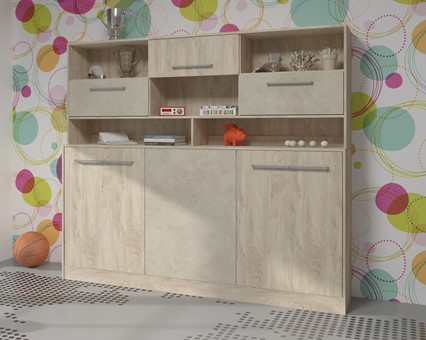 Półkotapczan łóżko chowane składane 90x200 ERGO +NADST. endgrain gr. migdał