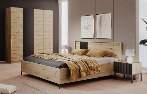 meble KOME #5 sypialnia łóżko 160 szafa czterodrzwiowa szafka nocna artisan
