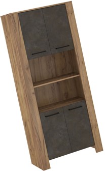 meble DELIS 09 wysoki regał z drzwiami półkami craft złoty granada brąz