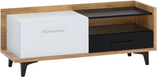 meble DOX 08 mała komoda stolik szafka RTV z szufladą craft zł biały czarny