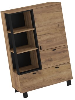 meble GAVES 06 niski regał na książki z szufladami loft dąb craft zł czarny